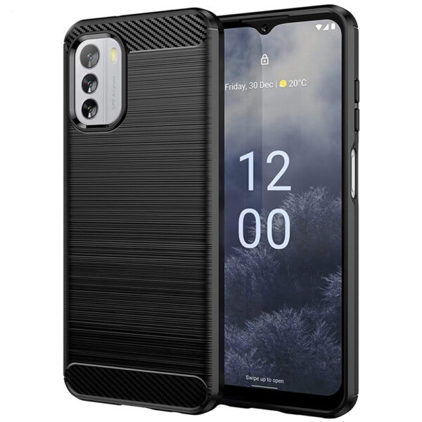 Husa Supreme Carbon compatibila cu Nokia G60, Protectie precisa, Design canelat, Margini ranforsate, Anti-amprente, Negru