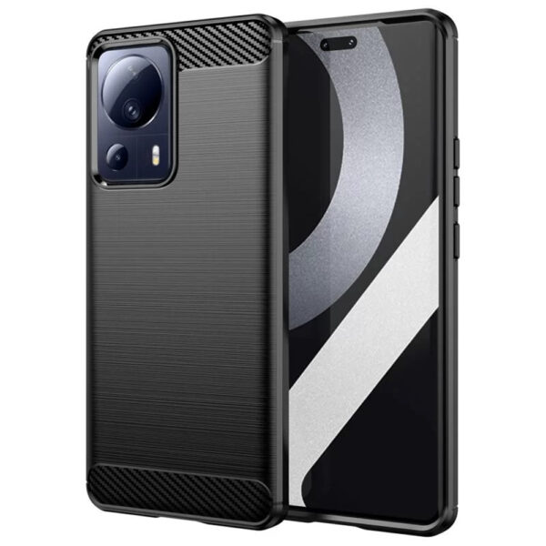 Husa Supreme Carbon compatibila cu Xiaomi 13 Lite, Protectie precisa, Design canelat, Margini ranforsate, Anti-amprente, Negru