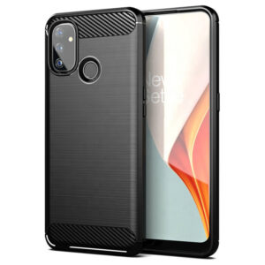 Husa Supreme Carbon compatibila cu OnePlus Nord N100, Protectie precisa, Design canelat, Margini ranforsate, Anti-amprente, Negru