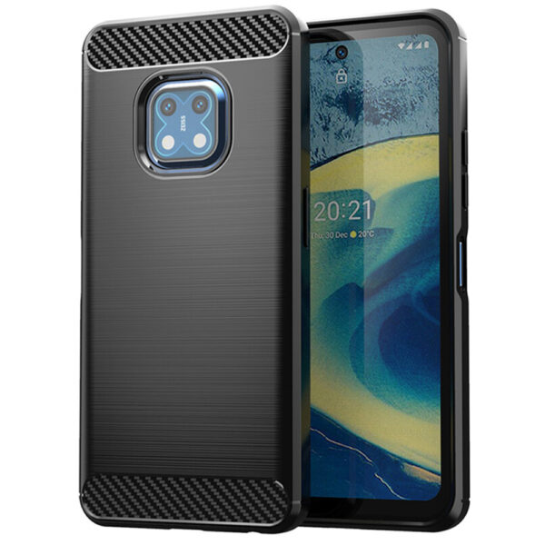 Husa Supreme Carbon compatibila cu Nokia XR20, Protectie precisa, Design canelat, Margini ranforsate, Anti-amprente, Negru