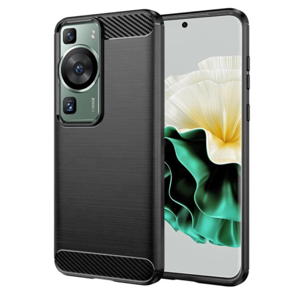 Husa Supreme Carbon compatibila cu Huawei P60, Protectie precisa, Design canelat, Margini ranforsate, Anti-amprente, Negru