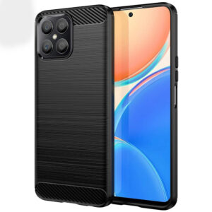 Husa Supreme Carbon compatibila cu Honor X8, Protectie precisa, Design canelat, Margini ranforsate, Anti-amprente, Negru