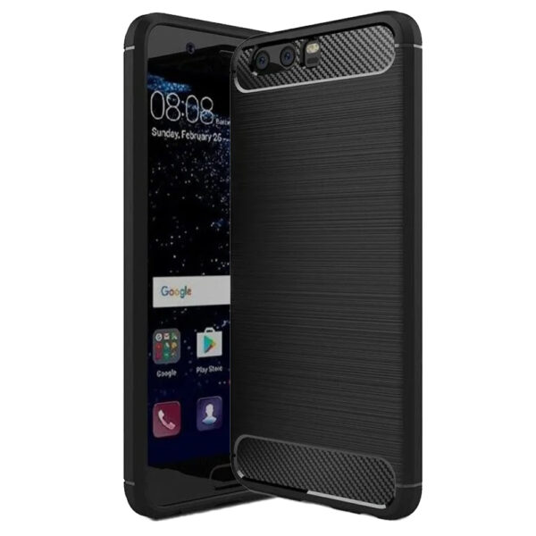 Husa Supreme Carbon compatibila cu Huawei P10 Plus, Protectie precisa, Design canelat, Margini ranforsate, Anti-amprente, Negru