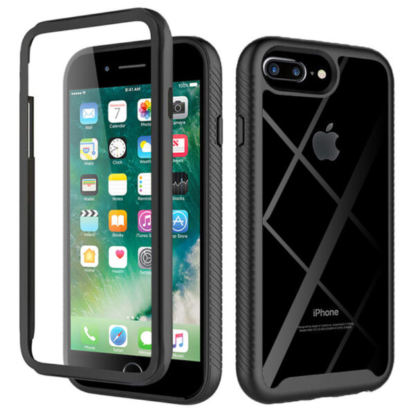 Husa COMANDO 360Fence compatibila cu iPhone 7 Plus/ iPhone 8 Plus, Folie inclusa, Protectie completa (fata, spate, laterale), Ideal Hybrid Grip, Negru