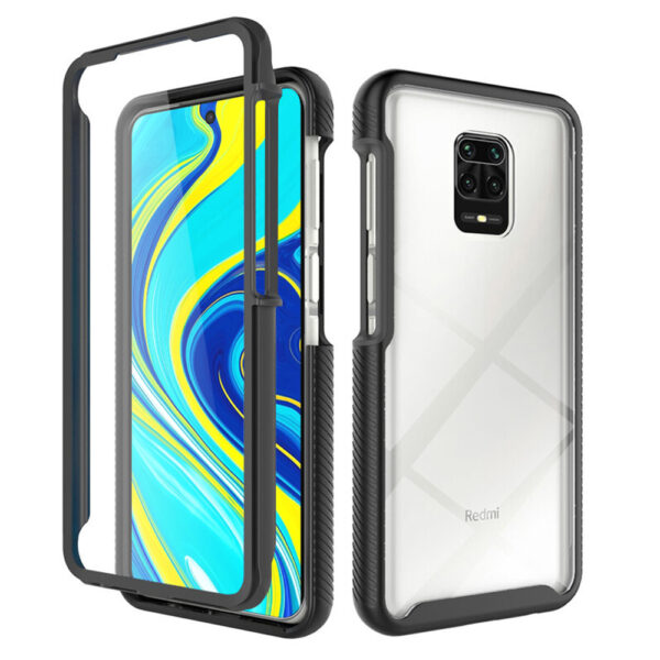 Husa COMANDO 360Fence compatibila cu Xiaomi Redmi Note 9 Pro / Redmi Note 9S / Redmi Note 9 Pro Max, Folie inclusa, Protectie completa (fata, spate, laterale), Ideal Hybrid Grip, Negru