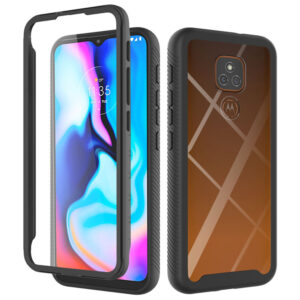 Husa COMANDO 360Fence compatibila cu Motorola Moto E7 Plus/ G9 Play, Folie inclusa, Protectie completa (fata, spate, laterale), Ideal Hybrid Grip, Negru