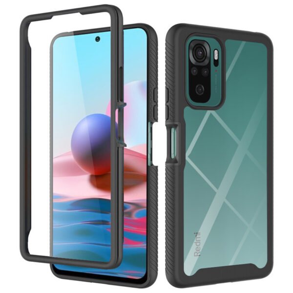 Husa COMANDO 360Fence compatibila cu Xiaomi Redmi Note 10 4G/ Note 10S/ Poco M5s, Folie inclusa, Protectie completa (fata, spate, laterale), Ideal Hybrid Grip, Negru