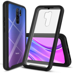 Husa COMANDO 360Fence compatibila cu Xiaomi Redmi 9, Folie inclusa, Protectie completa (fata, spate, laterale), Ideal Hybrid Grip, Negru