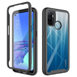 Husa COMANDO 360Fence compatibila cu Oppo A53/ A53s, Folie inclusa, Protectie completa (fata, spate, laterale), Ideal Hybrid Grip, Negru