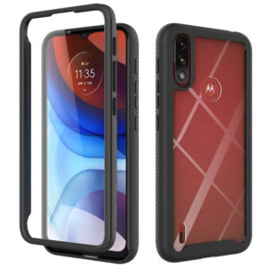 Husa COMANDO 360Fence compatibila cu Motorola Moto E7 Power/ E7i Power, Folie inclusa, Protectie completa (fata, spate, laterale), Ideal Hybrid Grip, Negru