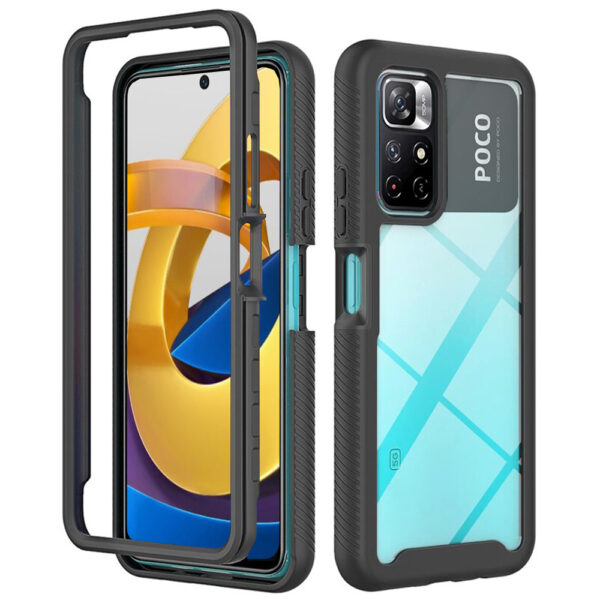 Husa COMANDO 360Fence compatibila cu Xiaomi Poco M4 Pro 5G, Folie inclusa, Protectie completa (fata, spate, laterale), Ideal Hybrid Grip, Negru