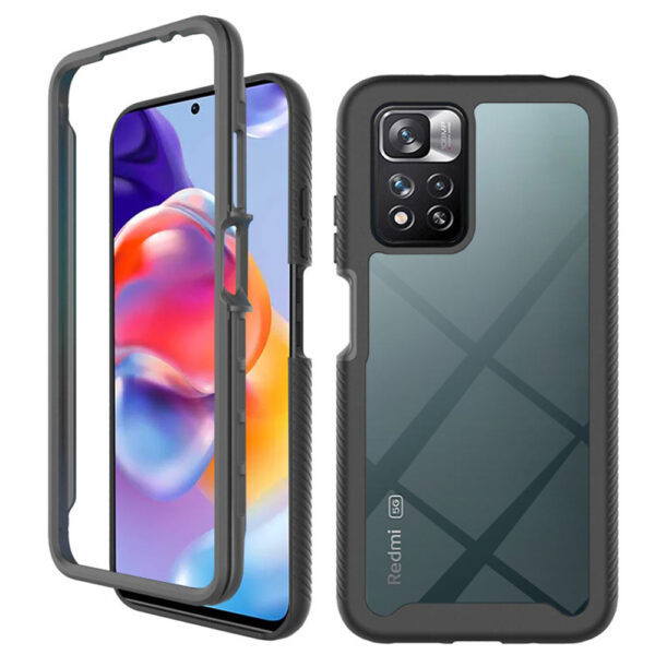 Husa COMANDO 360Fence compatibila cu Xiaomi Redmi Note 11 Pro+ / Note 11 Pro Plus 5G, Folie inclusa, Protectie completa (fata, spate, laterale), Ideal Hybrid Grip, Negru