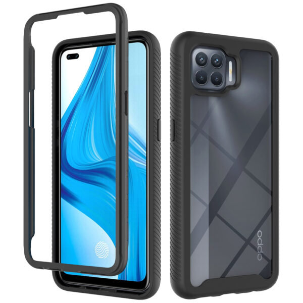 Husa COMANDO 360Fence compatibila cu Oppo Reno4 Lite, Folie inclusa, Protectie completa (fata, spate, laterale), Ideal Hybrid Grip, Negru