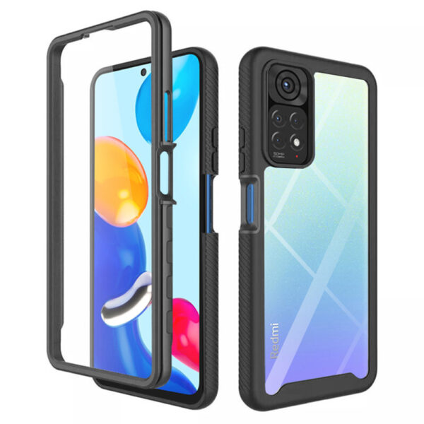 Husa COMANDO 360Fence compatibila cu Xiaomi Redmi Note 11/ Note 11S, Folie inclusa, Protectie completa (fata, spate, laterale), Ideal Hybrid Grip, Negru