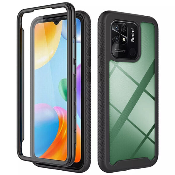 Husa COMANDO 360Fence compatibila cu Xiaomi Redmi 10C, Folie inclusa, Protectie completa (fata, spate, laterale), Ideal Hybrid Grip, Negru