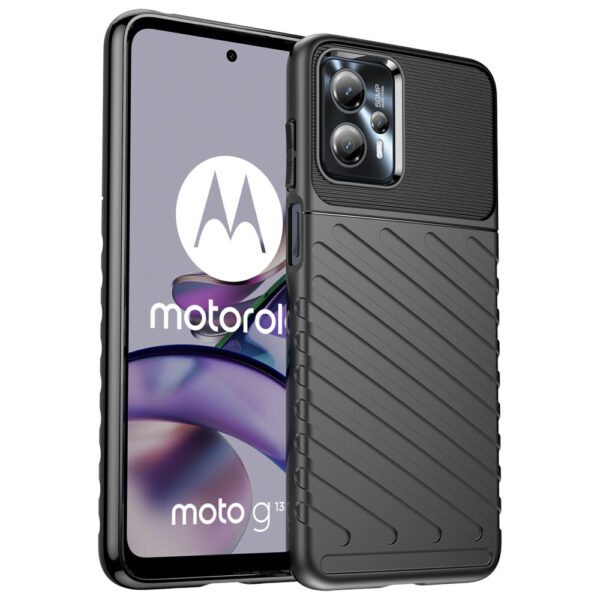 Husa protectie, Compatibila cu Motorola Moto G13, Thunder, Margini ridicate, Design anti-alunecare, Anti-soc, Negru