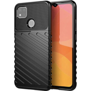 Husa protectie, Compatibila cu Xiaomi Redmi 9C, Thunder, Margini ridicate, Design anti-alunecare, Anti-soc, Negru