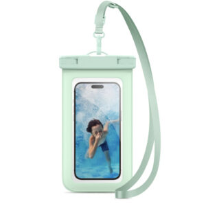 Husa subacvatica, IPX8, Universala, Waterproof, Aqua Cushion Plus, Carcasa protectie, Inchidere securizata, Snur ajustabil, Compatibila cu telefoane de pana la 7 inch, Verde