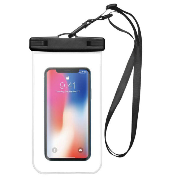 Husa subacvatica, IPX8, Universala, Waterproof, Aqua Cushion Clear, Compacta, Inchidere securizata, Confortabila, Snur ajustabil, Compatibila cu telefoane de pana la 6.4 inch, Transparent