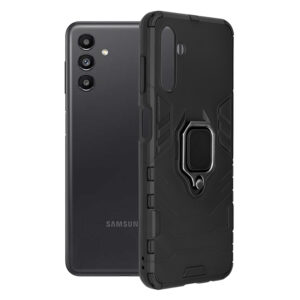 Husa COMANDO Armor Ring compatibila cu Samsung Galaxy A13 5G/ A04S, Tactical Defense Protect, Hybrid Antishock, Placuta metalica integrata pentru prindere suport auto, Inel rotativ 360 grade, PVC si PC, Negru