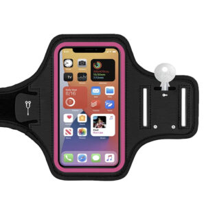 Husa sport, Universala, Tip banderola, Pentru brat / mana, Suport pentru casti, Ideala pentru alergat, Inchidere cu velcro, Compatibila cu telefoane de pana la 6.8 inch, Roz