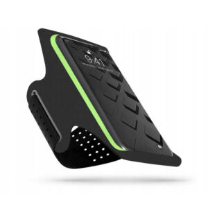 Husa sport, Universala, Tip banderola, Pentru brat / mana, Curea de brat cu velcro, Ideala pentru alergat, Compatibila cu telefoane de pana la 6.5 inch, Negru / Verde