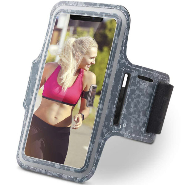 Husa sport, Universala, Tip banderola, Pentru brat / mana, Curea reglabila, Inchidere cu velcro, Ideala pentru jogging, Compatibila cu telefoane de pana la 6.4 inch, Verde militar