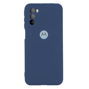 Husa protectie, interior de catifea, compatibila cu Motorola Moto G51 5G, FONIX BloomShield, silicon, margini ridicate, slim, Albastru inchis