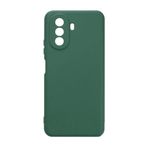 Husa protectie, interior de catifea, compatibila cu Huawei Nova Y70, FONIX BloomShield, silicon, margini ridicate, slim, Verde inchis