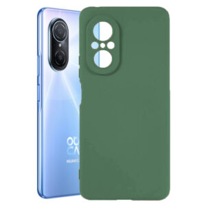 Husa protectie, interior de catifea, compatibila cu Huawei Nova 9 SE, FONIX BloomShield, silicon, margini ridicate, slim, Verde inchis