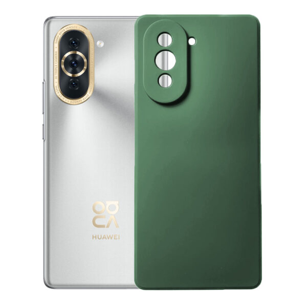 Husa protectie, interior de catifea, compatibila cu Huawei Nova 10, FONIX BloomShield, silicon, margini ridicate, slim, Verde inchis