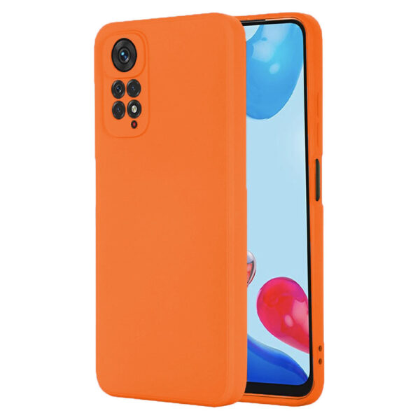 Husa protectie, interior de catifea, compatibila cu Xiaomi Redmi Note 11 4G / Note 11S, FONIX BloomShield, silicon, margini ridicate, slim, Portocaliu neon