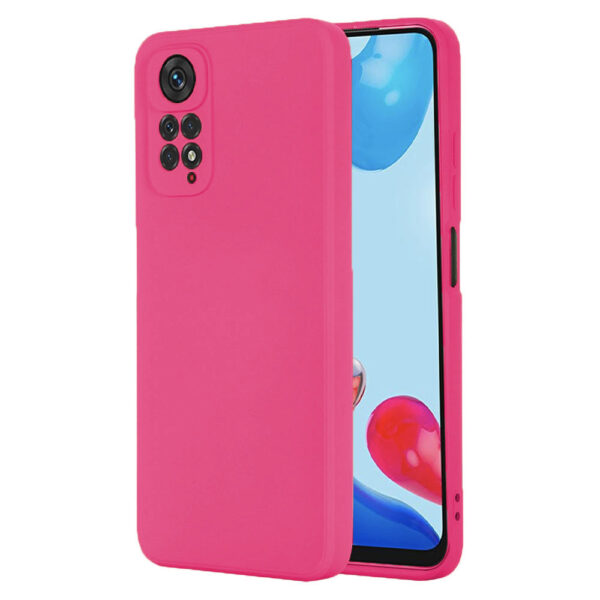 Husa protectie, interior de catifea, compatibila cu Xiaomi Redmi Note 11 4G / Note 11S, FONIX BloomShield, silicon, margini ridicate, slim, Roz neon