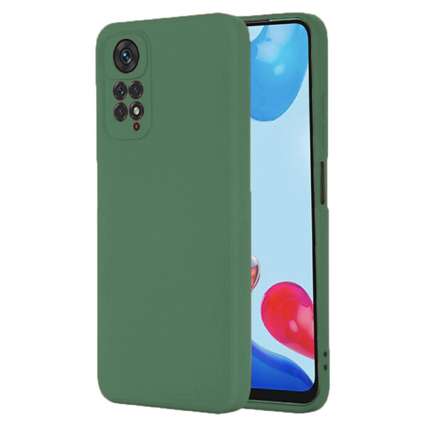 Husa protectie, interior de catifea, compatibila cu Xiaomi Redmi Note 11 4G / Note 11S, FONIX BloomShield, silicon, margini ridicate, slim, Verde inchis