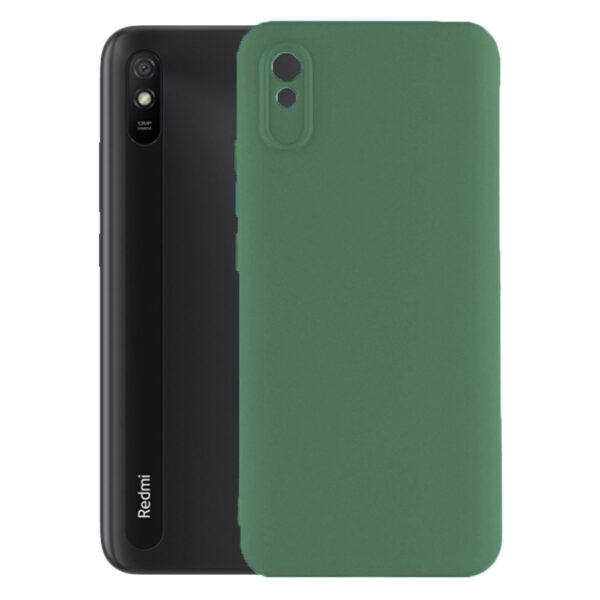 Husa protectie, interior de catifea, compatibila cu Xiaomi Redmi 9A / 9AT, FONIX BloomShield, silicon, margini ridicate, slim, Verde inchis