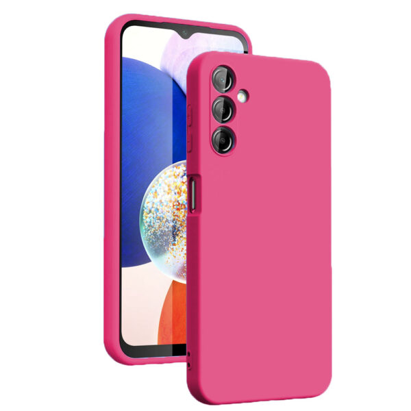 Husa protectie, interior de catifea, compatibila cu Samsung Galaxy A24, FONIX BloomShield, silicon, margini ridicate, slim, Roz neon