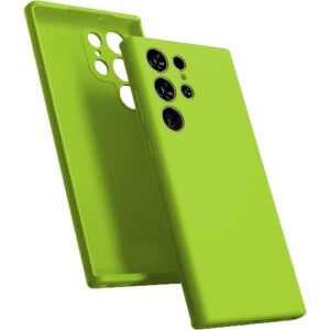 Husa protectie, interior de catifea, compatibila cu Samsung Galaxy S23 Ultra, FONIX BloomShield, silicon, margini ridicate, slim, Verde neon