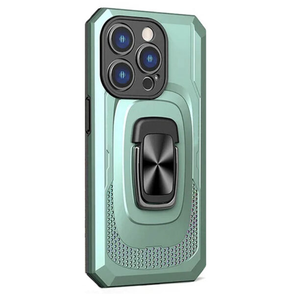 Husa Upgraded Defender Ring comaptibila cu Motorola Moto G13 / G23 / G53, Tactical Hybrid Protection, Protectie camere, Inel magnetic, Sustinere ferma in mana, Atasare la suport auto, Stand pozitionare orizontala, Verde deschis