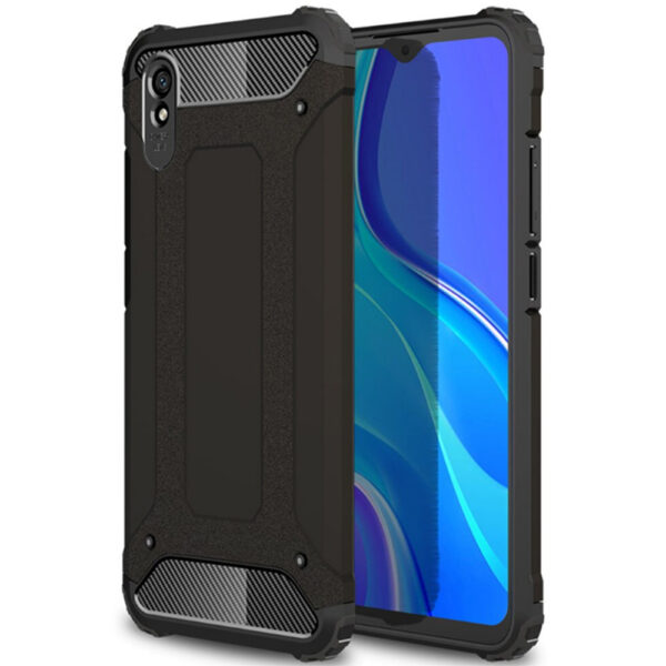 Husa COMANDO Titan compatibila cu Xiaomi Redmi 9A / Redmi 9AT, Armor Hybrid Protection, Ideal Grip, Negru