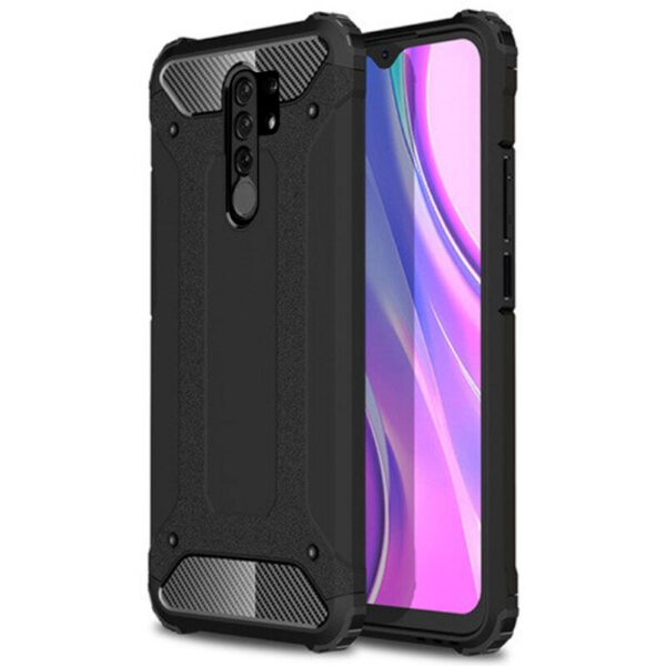 Husa COMANDO Titan compatibila cu Xiaomi Redmi 9, Armor Hybrid Protection, Ideal Grip, Negru