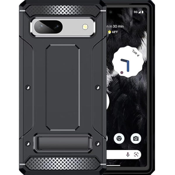 Husa Armor Upgraded compatibila cu Google Pixel 7a, Ultimate Protection, Anti-soc, Sustinere ferma in mana, Margini ridicate, Rezistenta crescuta la impact, Functie stand, Negru