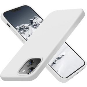 Husa compatibila cu iPhone 15 Plus, Soft Silicone Silk, Protectie Ultra Slim, Suporta Incarcarea Wireless, Margini Ridicate pentru Protectia Ecranului si a Camerelor, Alb