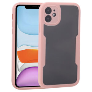 Husa 360 grade compatibila cu Apple iPhone 11, Cu protector de ecran inclus, Rezistenta la socuri, Anti-ingalbenire, Anti-zgarieturi, Durabila, Margini inaltate de 3mm, Roz/Transparent