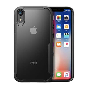 Husa 360 grade compatibila cu Apple iPhone XR, Cu protector de ecran inclus, Rezistenta la socuri, Anti-ingalbenire, Anti-zgarieturi, Durabila, Margini inaltate de 3mm, Negru/Transparent