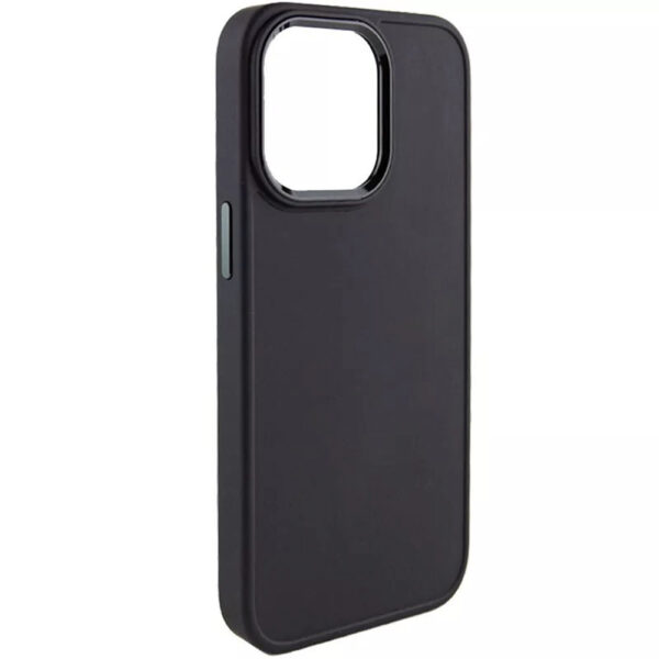 Husa compatibila cu Apple iPhone 13 Pro, Luxury Prime Cover, Accente metalizate, Suprafata mata, Textura catifelata, Butoane metalice, Negru