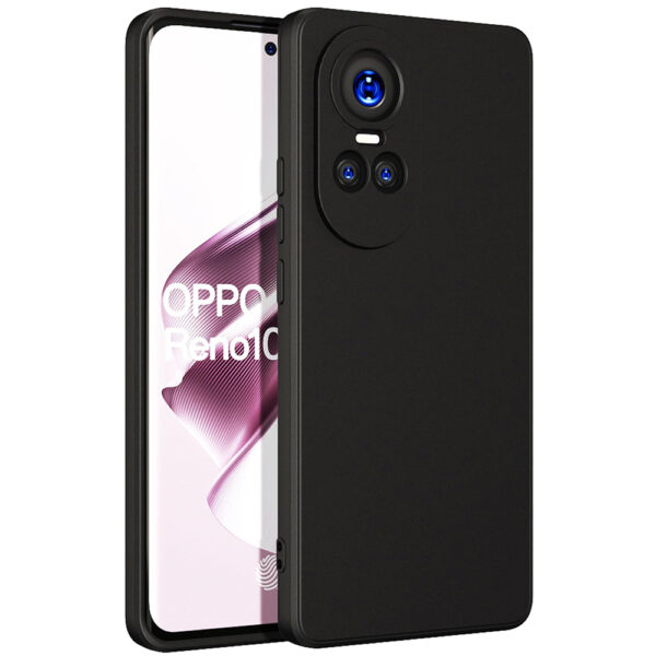 Husa protectie, interior de catifea, compatibila cu Oppo Reno 10 5G, FONIX BloomShield, silicon, margini ridicate, slim, Negru