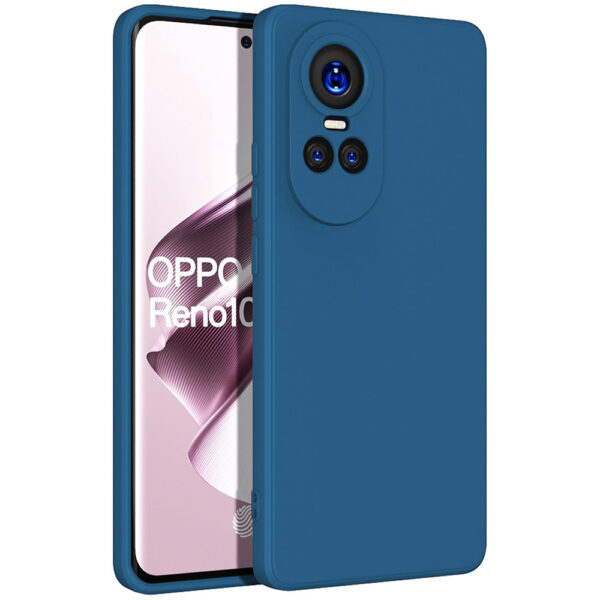 Husa protectie, interior de catifea, compatibila cu Oppo Reno 10 Pro 5G, FONIX BloomShield, silicon, margini ridicate, slim, Albastru inchis