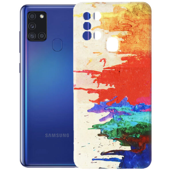 Husa compatibila cu Samsung Galaxy A21s, FONIX Watercolour Painting Cover, Design colorat, Protectie camere, Multicolor