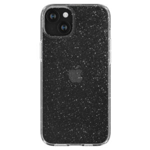 Husa Glitter Shine compatibila cu Apple iPhone 15, Accente cu sclipici, Silicon, Acoperire completa, Margini ridicate, Slim, Transparent