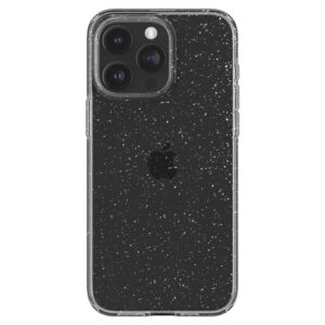 Husa Glitter Shine compatibila cu Apple iPhone 15 Pro, Accente cu sclipici, Silicon, Acoperire completa, Margini ridicate, Slim, Transparent